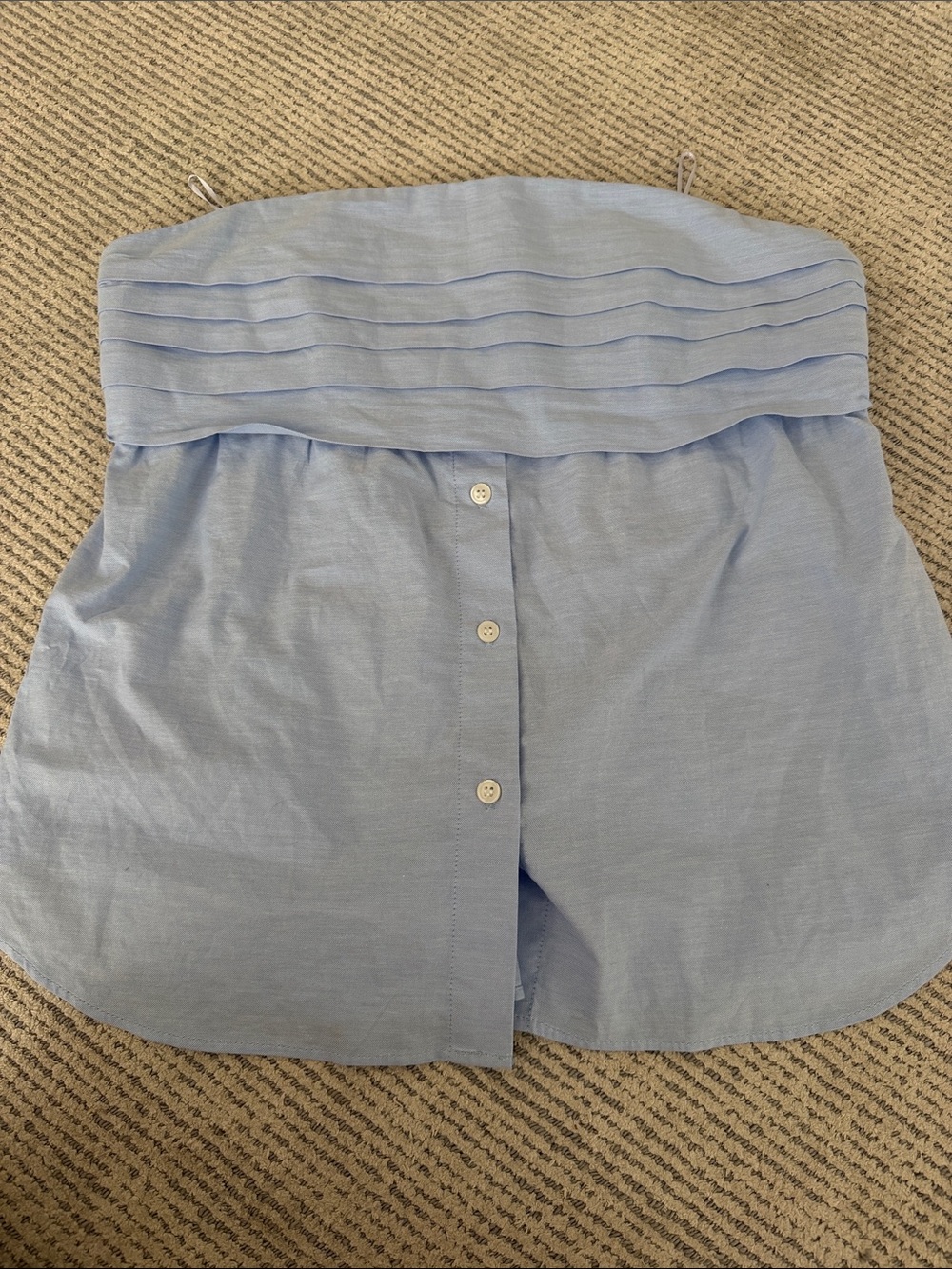 Zara Light Blue Strapless Button-Front Women's Shirt size large